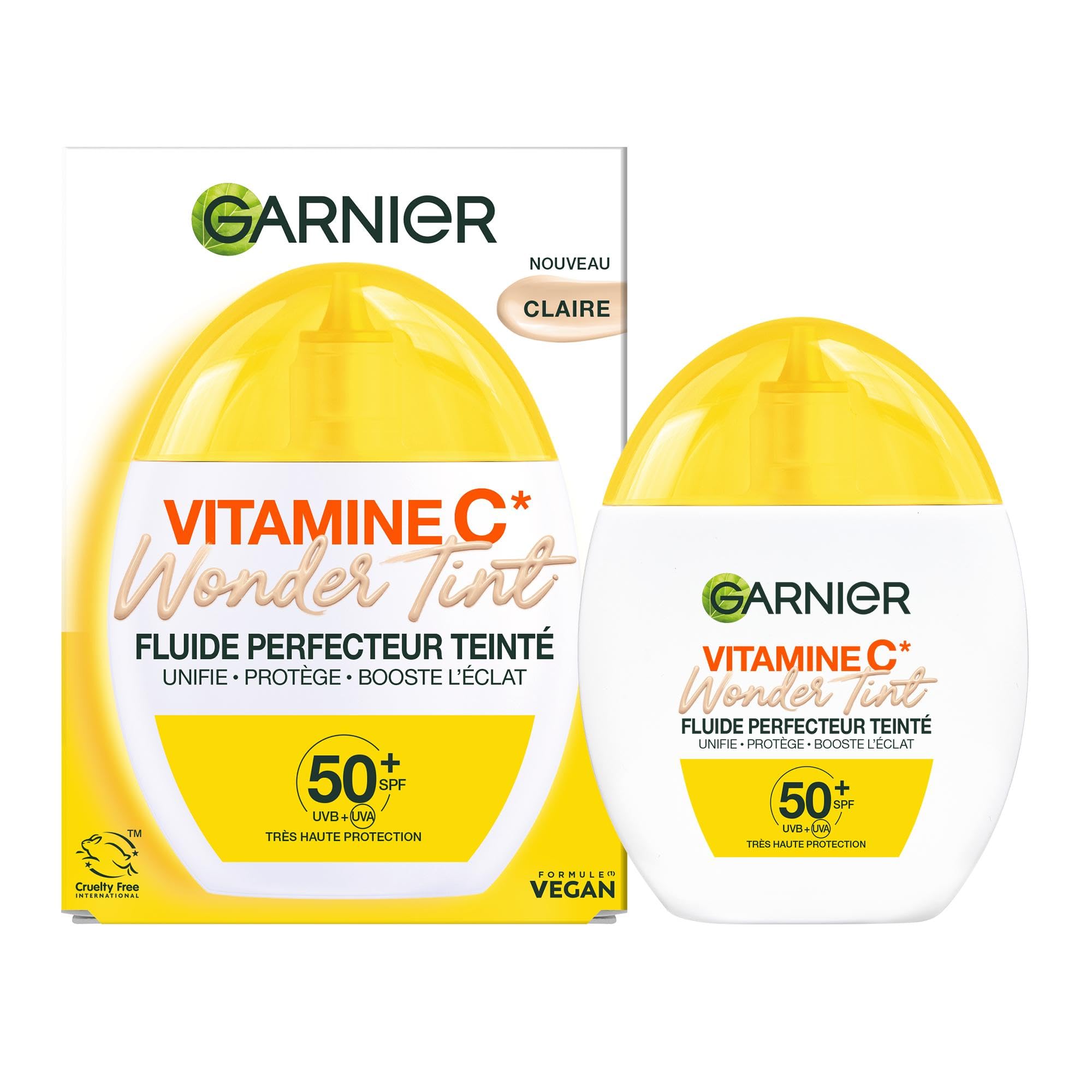 GARNIER - SkinActive Vitamin C - Wonder Tint Perfecting Fluid SPF50+ - Protective Face Tinting - Evens, Protects, Brightens, Moisturizes & Reduces Dark Spots - Light Tint - 40 ml - Image 1
