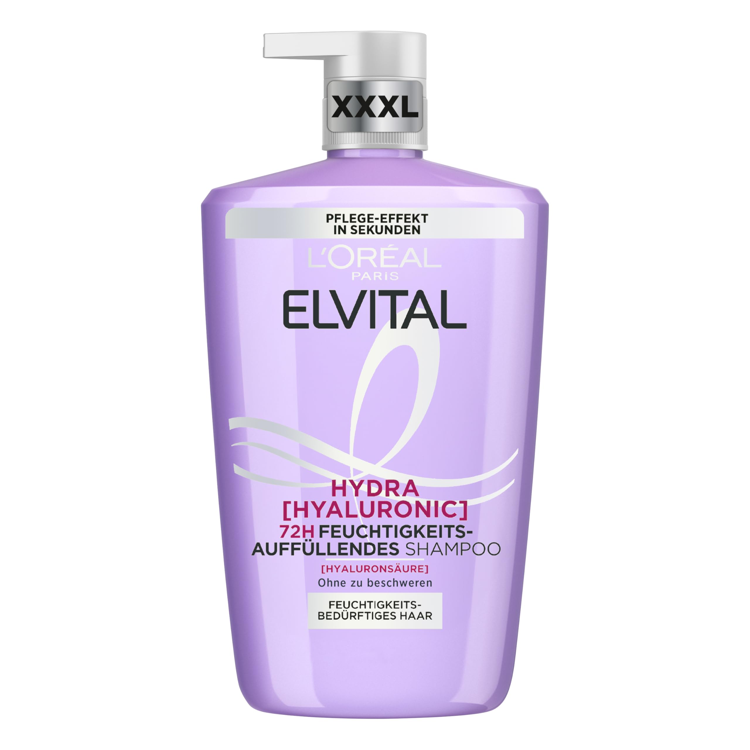 L'Oréal Paris Elvital Hydra Hyaluronic Hydration Shampoo XXL for Shiny and Healthy Hair, with Hyaluronic Acid for Hydration Boost, 1000 ml - Image 1