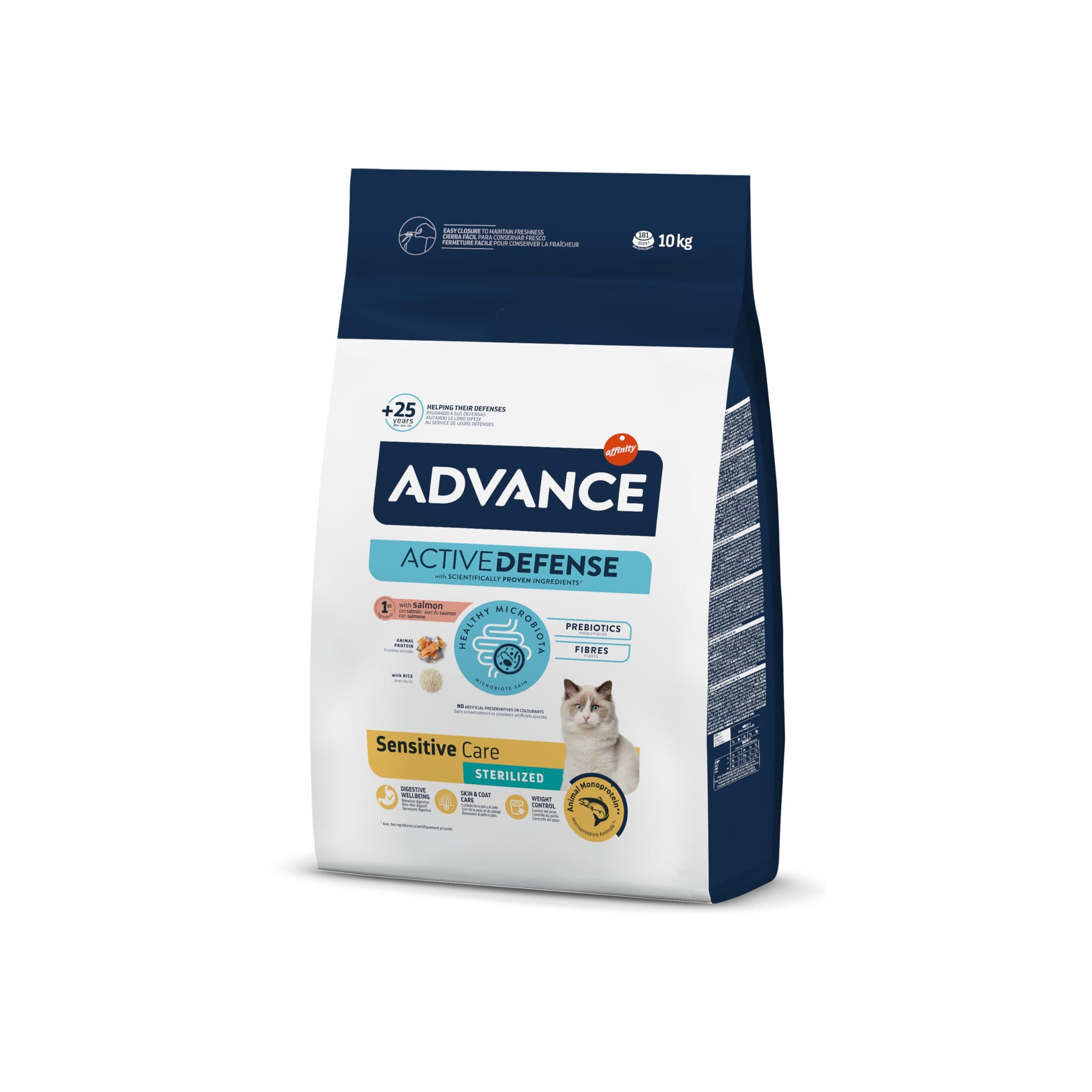 Advance Cat Adult Sensitive Sterilized - Dry Food for Adult Cats Sterilized with Digestive Sensitivities to Salmon - 10 kg