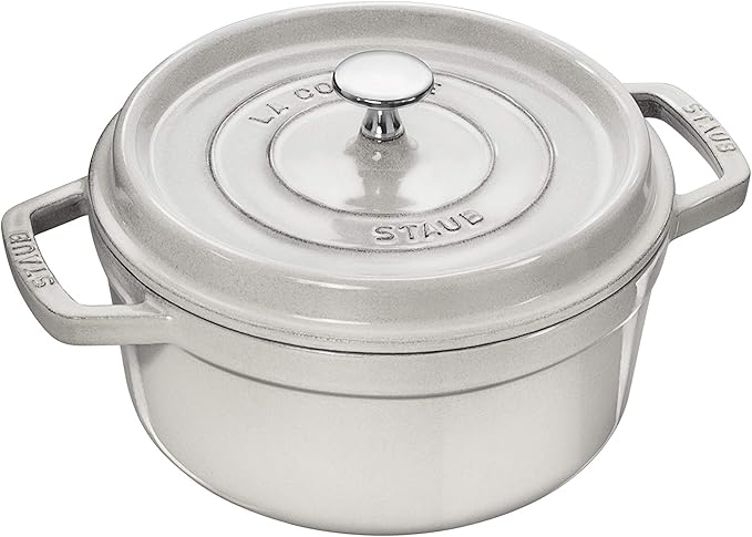 STAUB - Cast Iron White Truffle COCOTTE with Round Nubs 22 CM - Image 1