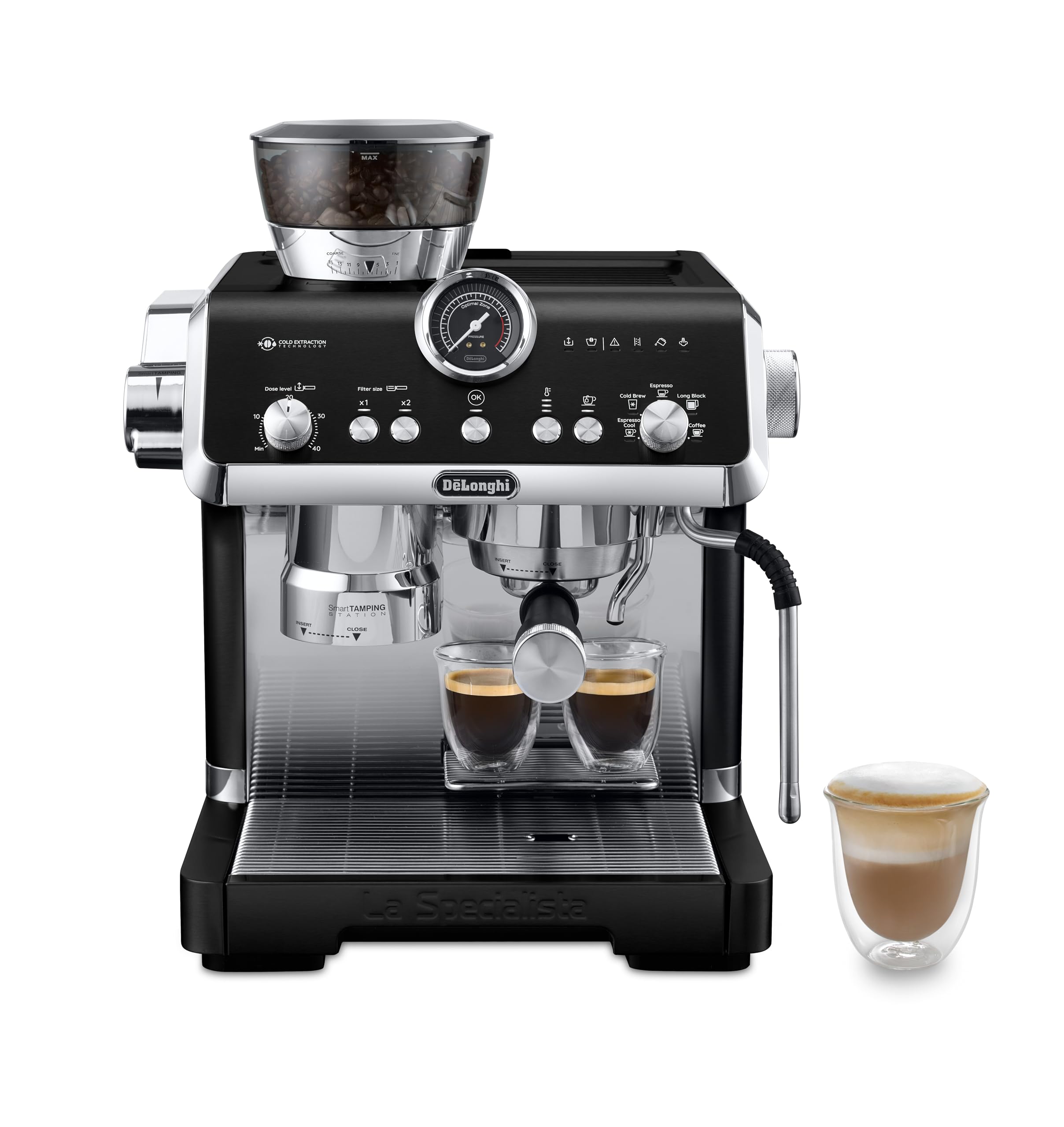 De'Longhi La Specialista Opera EC9555.BK Espresso Coffee Machine with Built-In Coffee Grinder, Cold Brew Function, Includes Steam Stick for Frothing Milk, Includes Accessories - Image 1