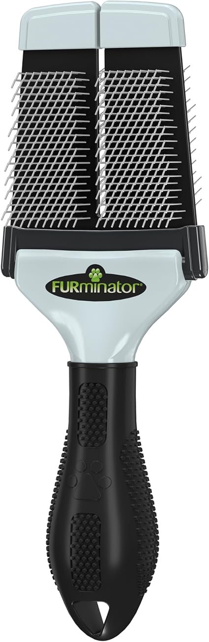 FURminator Small Tweezer Brush with Soft Stainless Steel Bristles for Cats Small Dogs Puppies Kittens - Image 1