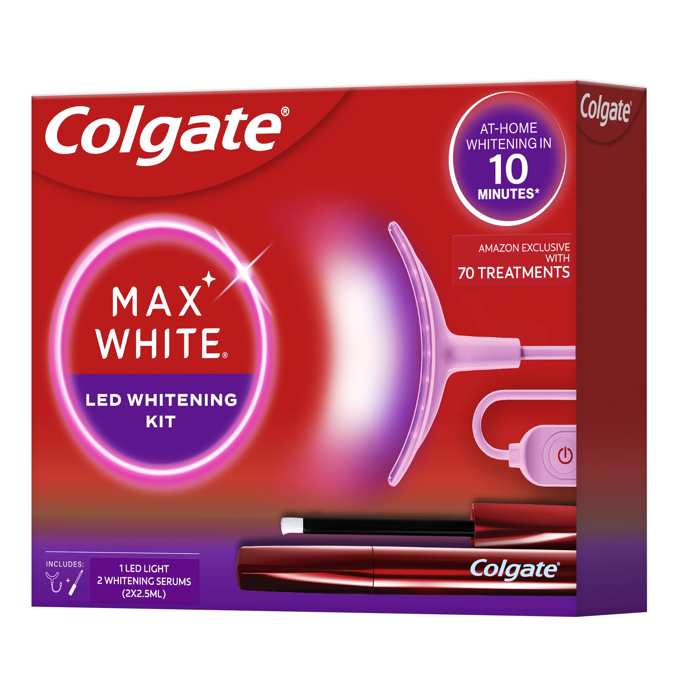 COLGATE - Max White Ultimate LED Whitening Kit | Whitening in 10 Minutes* | Removes up to 20 Years of Stains | Soft LED Whitening Device | Whitening Serum with New Precise Applicator - Image 1