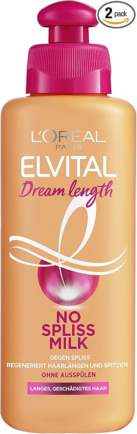 L'Oréal Paris Elvital - No Split Ends Hair Treatment - For Long and Damaged Hair - Leave In - Paraben Free - With Castor Oil - Dream Length No Spiss Milk - 1 x 200 ml, Metal - Image 1
