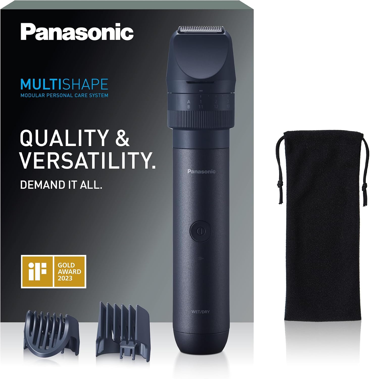 Panasonic MULTISHAPE - système modulaire de soins corps, cheveux et visage - ER-CKL1 : Kit unité principale étanche avec batterie rechargeable Li-ion et tête tondeuse étroite pour barbe - Image 1