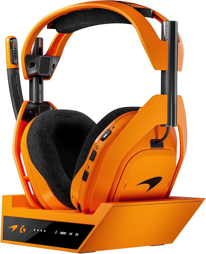 Logitech G Astro A50 X LIGHTSPEED McLaren Edition Wireless Gaming Headset + Docking Station, PRO-G GRAPHENE, PLAYSYNC Xbox Series X|S + PS5 + PC/Mac, Bluetooth, HDMI 2.1 Relay Device – Papaya - Image 1