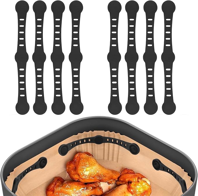 Silicone Magnet Air Fryer, 8 Pieces Magnetic Silicone Baking Paper for Hot Air Fryer Accessory, Baking Paper Kitchen Magnet Buckle for Ninja Cosori Phlips Panasonic - Image 1