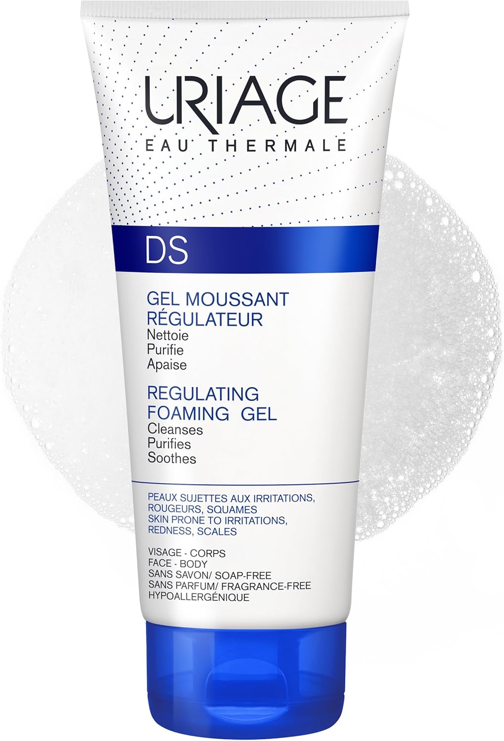 Uriage DS Gel Moussant Régulateur - Gel Nettoyant Visage & Corps Extra-Doux - Purifie, Apaise les Peaux Sujettes aux Irritations, Rougeurs & Squames - Peau Douce & Confortable - Sans Parfum ni Savon - - Image 1