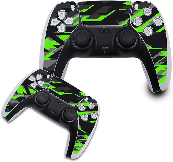Finest Folia Screen Protector Film Compatible with PS5 for Game Controllers Vinyl Film Design Cover R140 (Controller Set, 13 Neon Green) - Image 1