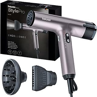 HC 100 Excellence Ionic Hair Dryer, Powerful and Ultra Light, 4 Temperature and Blower Levels, Quick Drying and Softness, Styling Nozzle & Professional Loop Diffuser