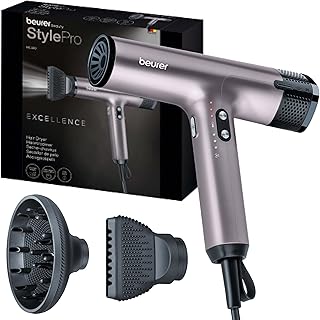 HC 100 Excellence Ionic Hair Dryer, Powerful and Ultra Light, 4 Temperature and Blower Levels, Quick Drying and Softness, Styling Nozzle & Professional Loop Diffuser - Image 1