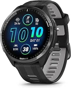 Garmin Forerunner® 965 Running Smart Watch, Colorful AMOLED Display, Training Measures and Recovery Information, Black and Powder Grey, 010-02809-00