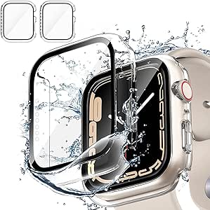Unnderwiss 2-Piece Transparent PC Case Compatible with Apple Watch Series 40 mm Series 6 5 4 Se with Tempered Glass Screen Protector, HD Clear Ultra Thin Anti-Shock Protection iWatch (40 mm) - Image 1