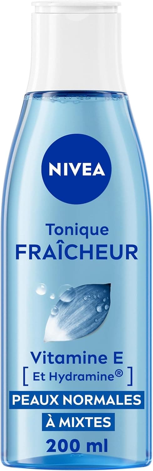 NIVEA - Tonique Fraîcheur - Nettoyant Visage - Elimine Les Impuretés & Tonifie La Peau - Rafraîchit & Hydrate - Fleur De Lotus, Hydramine & Vitamine E - Vegan - Peaux Normales & Mixtes - 200 ml