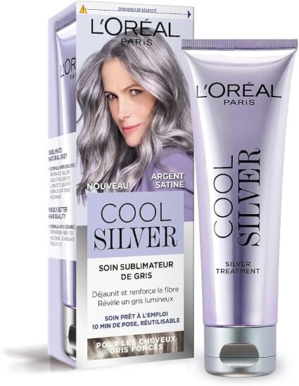 L'ORÉAL PARIS - Grey Enhancing Treatment - Deyellows & Strengthens Hair - White to Light Grey Hair - Neutralises Undesirable Reflections - Cool Silver - Colour: Satin Silver - Image 1