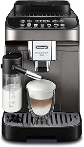 De'Longhi Magnifica Evo ECAM290.81.TB, Automatic Coffee Maker with Milk Frother, Compact Size Grain Machine, Automatic Milk Frother, 7 Recipes, Colorful Soft Touch Display, Titanium/Black - Image 1