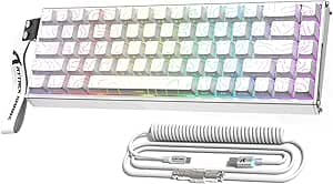 ATTACK SHARK X68MAX HE Full CNC Aluminum Keyboard, 8KHz Rapid Trigger, Adjustable Actuation 0.01mm, Wired RGB Gaming with Magnetic Switch, Snap Tap, Ultral C01 Cable (White)
