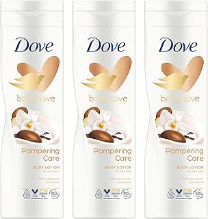 Dove Body Love Lotion Corporelle pour peau sèche Pampering Care hydratant avec beurre de karité et vanille 400 ml lot de 3 - Image 1