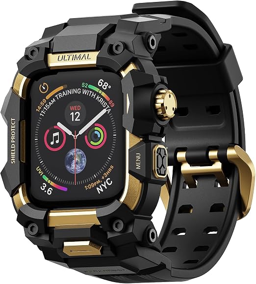 ULTIMAL Bracelet robuste pour Apple Watch 44 mm/45 mm - Compatible avec Apple Watch Series 9/8/7/6/5/4/SE/SE2/SE3 - Étui de protection anti-choc de niveau militaire, spécialement conçu pour iWatch - Image 1