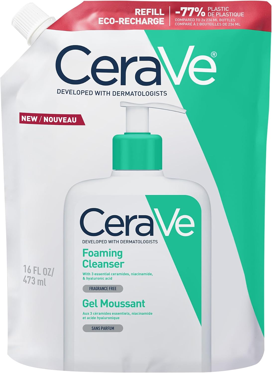 CeraVe - Gel Moussant - Nettoie et Elimine l'Excès de Sébum Sans Altérer la Barrière Cutanée - Acide Hyaluronique, Céramides et Niacinamide - Peau Normales à Grasses - Image 1