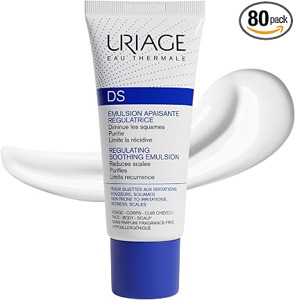 Uriage DS Soothing Regulating Emulsion - Glycerin and Shea Butter - Reduces Dander, Irritation - Purifies & Limits Recurrences - Light Moisturizing Emulsion - Face & Body - 40 ml - Image 1