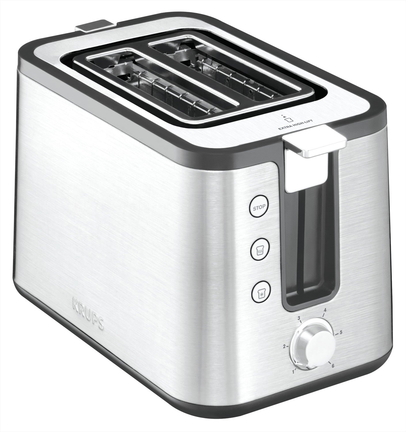 KRUPS Control Line Stainless Steel Toaster with 2 Extra Large Slots, Toaster 850 W, Extra High Lift, 6 Levels of Browning, Reheat and Defrost Function KH442D10 - Image 1