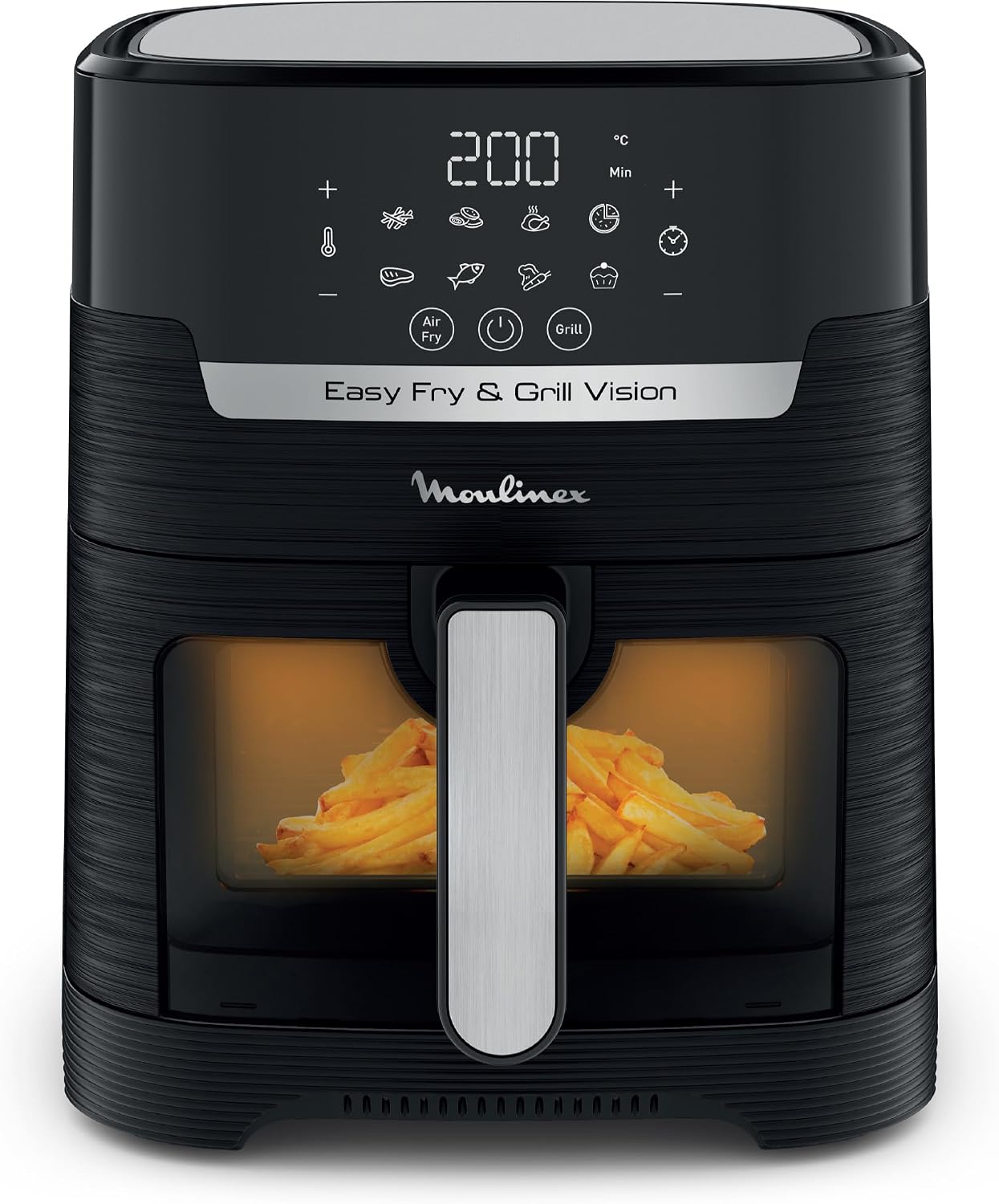 Moulinex Friteuse sans huile + Gril, Fenêtre amovible, Capacité XL 4,6 L, Jusqu'à 6 personnes, Air Fryer, Écran tactile, 8 programmes automatiques, Easy Fry & Grill Vision, EZ506820 - Image 1
