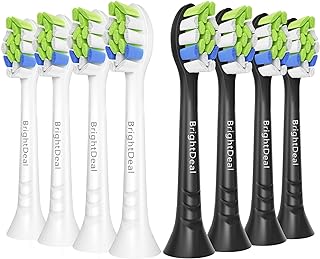 Brossettes de rechange pour Philips Sonicare - Tête de brosse à dents électrique pour EasyClean HealthyWhite et autres manches Snap-On, 4 pièces blanches et 4 pièces noires - Image 1