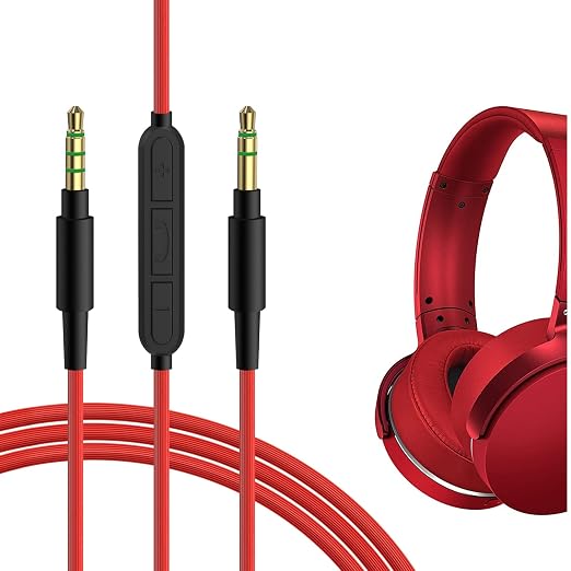 Geekria Audio Cable with Mic Compatible with Sony WH-ULT900N WH-1000XM5 WH-XB920N MDR-XB950BT Headphones, Replacement 1/8" (3.5mm) to 3.5mm Stereo Cable with In-Line Microphone (4ft/1.2m) - Image 1