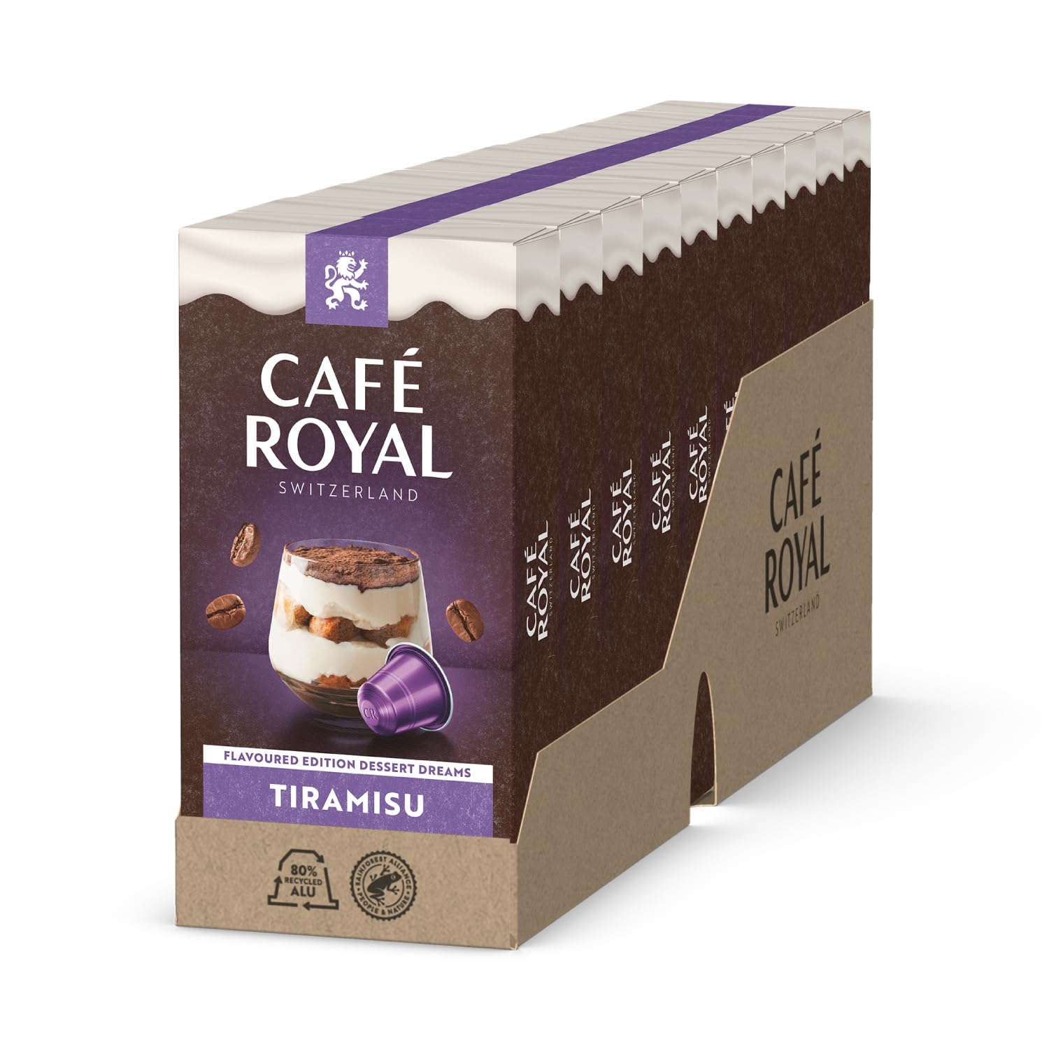 Café Royal Tiramisu Nespresso Compatible Flavored Coffee Capsules, Light Roast, 100% Arabica, 100 Capsules - Image 1