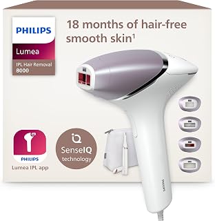 Philips Lumea série 8000, Épilateur à lumière pulsée, alternative à l'épilation laser, technologie SenseIQ, 4 accessoires pour corps, visage, maillot, aisselles, tondeuse-stylo compact, BRI949/00 - Image 1