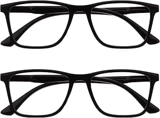 OPULIZE NYX Lunette anti lumiere bleue femme & homme - Lunette Loupe Ecran/Gaming - Lot de 2 - Anti-éblouissement, UV400, Légère - Rectangulaire - Noir - + 0,00