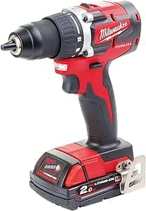 Milwaukee - BRUSHLESS 18 V Li-Ion 2.0 Ah 13 mm 60 Nm compact screwdriver drill with case - M18 CBLDD-202C Red