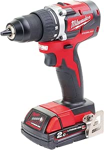 Milwaukee - BRUSHLESS 18 V Li-Ion 2.0 Ah 13 mm 60 Nm compact screwdriver drill with case - M18 CBLDD-202C Red - Image 1