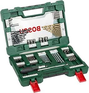 Bosch Accessories 91 Piece V-Line Titanium Drill Bit Set (for Wood, Stone and Metal, Including Ratchet Screwdriver and Magnetic Shank, Drill Tools Accessories)