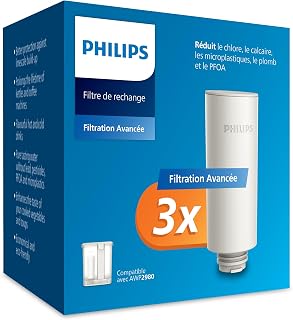 Philips Water Filtre de remplacement pour carafe Instant – pack de 3 – Taste+ réduit le chlore et le plomb – préserve les minéraux - Image 1