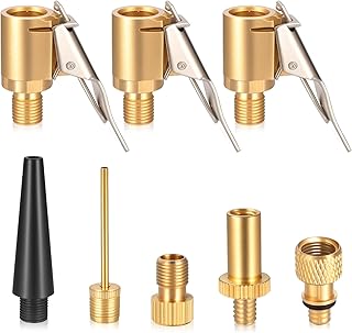 3 x Valve Adaptors and 5 x Inflating Tip with Quick Coupling Compressed Air 8 mm Bicycle Tyre Inflating Adapter, Brass Air Chuck Clips for Bosch EasyPump - Image 1