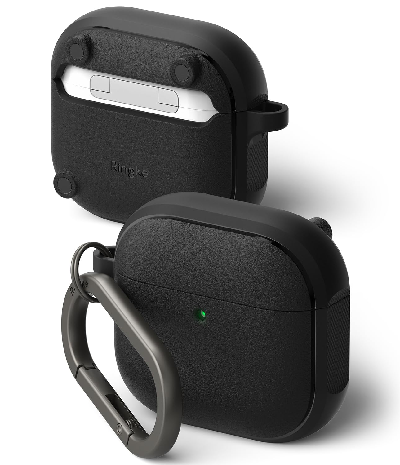 Ringke Onyx Magnetic Case for AirPods 4 Anti-slip Anti-Scratch TPU Case Protective Cover with Carabiner AirPods 4 Accessories - Black - Image 1