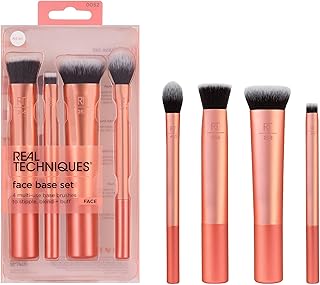 Real Techniques Face Base Makeup Brush Kit, For Concealer, Foundation, & Contour, Works With Liquid, Cream & Powder Products, Staples For Blending & Buffing, 4 Piece Set - Image 1