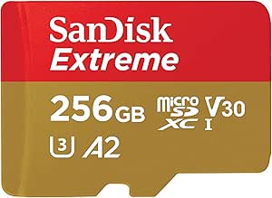 SanDisk 256GB Extreme microSDXC, Micro SD card + SD adapter, UHS-I, up to 190MB/s, Micro SD card for your smartphone, action camera or droner, RescuePro Deluxe, A2, Class 10, U3, V30 - Image 1