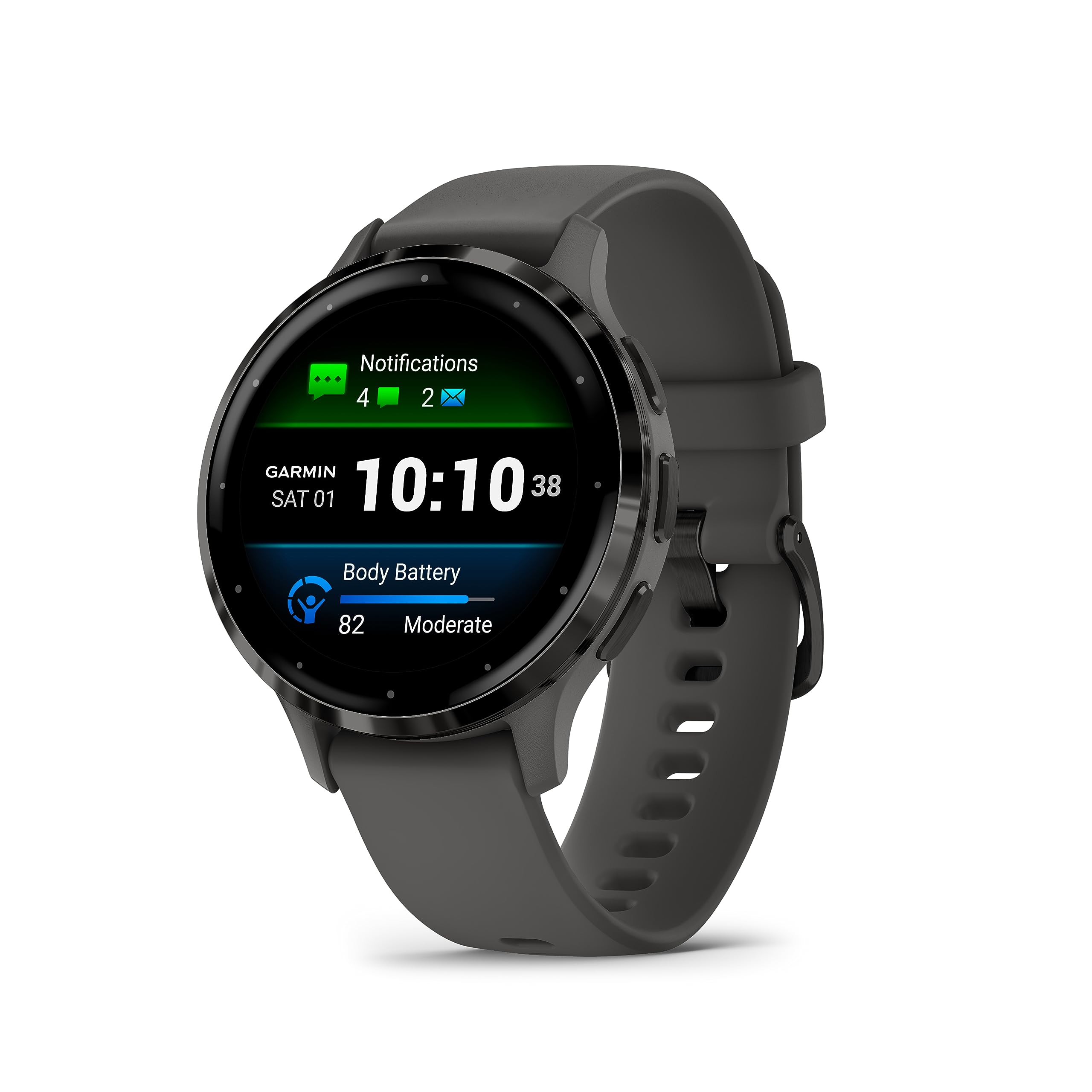 Garmin Venu 3S – GPS Sport and Health Smart Watch – Gray with Dark Grey Strap - Image 1