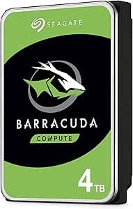 Seagate BarraCuda 4TB HDD Internal Hard Drive - 3.5" SATA 6Gbps 5400RPM 256MB Cache for Desktop and Laptop (ST4000DM004)