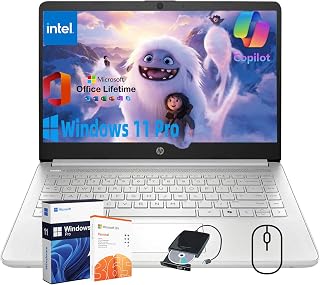 HP MS Office Lifetime & Win11 Pro Ordinateur portable professionnel et étudiant, écran HD, lecteur DVD et souris gratuits, processeur N150-32 Go de mémoire 1 To UFS Argent naturel - Image 1
