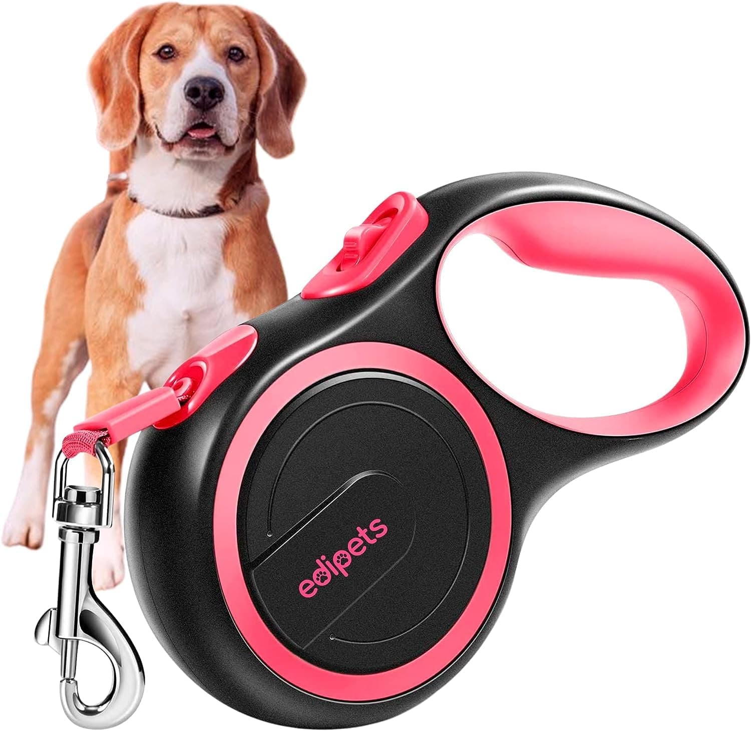 Edipets, Retractable Dog Lead, 5 and 8 Metres, Flexible Lead for Training and Walking (Pink, 5 m < 50 kg)