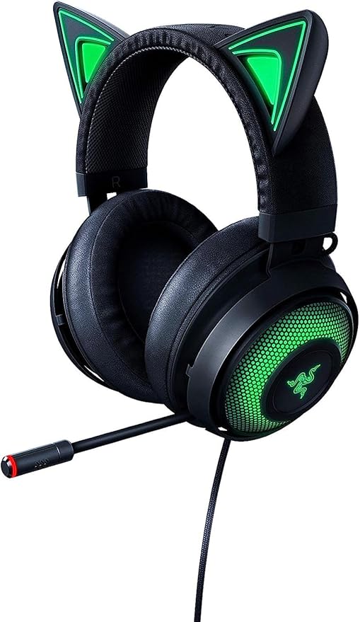 Razer Kraken Kitty - Casque de jeu (Le casque à oreilles de chat avec éclairage RVB Chroma personnalisable, microphone avec suppression active du bruit, commandes sur la coque) noir - Image 1