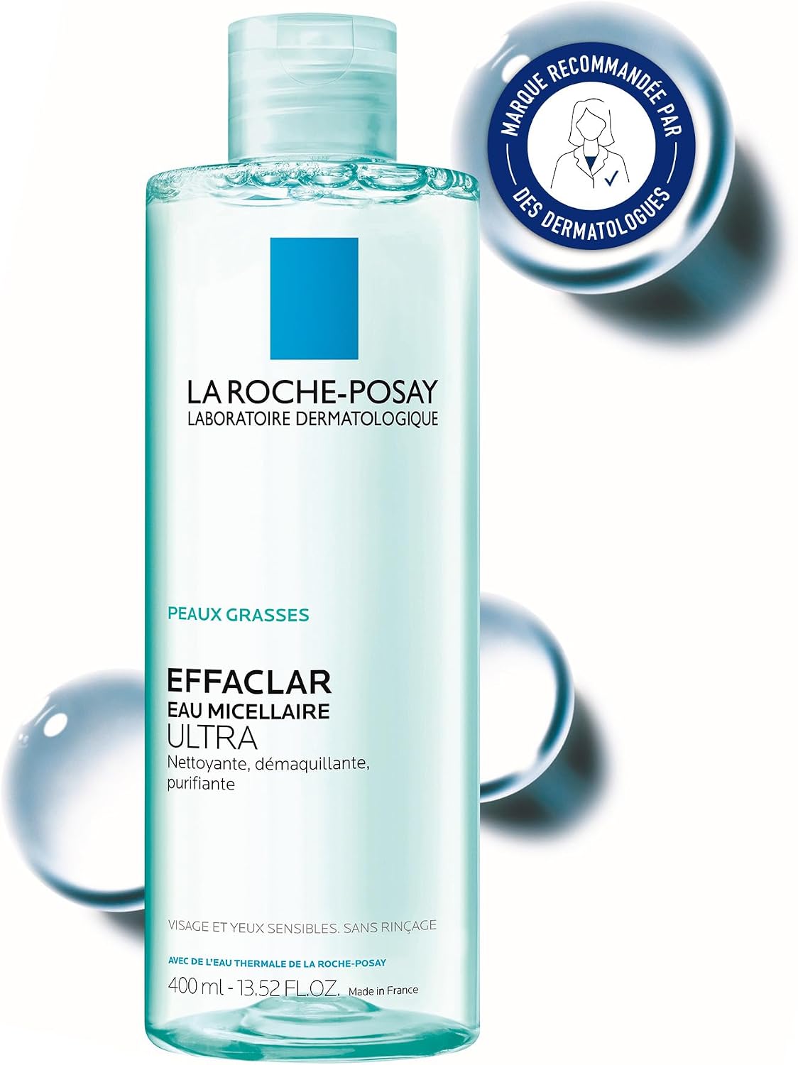 La Roche-Posay - Eau Micellaire Ultra - Nettoie, Démaquille et Purifie - Enrichi en Eau Thermale et Glycérine - Visage et Yeux Sensibles - Peaux Grasses et Sensibles - Sans Rinçage - Sans Alcool - Image 1