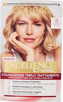L'OREAL Excellence No.8 Light Blonde Hair - Hair Dye - Image 1