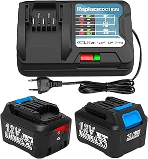 Energup 2 Pièces 12V 4.0Ah BL1041B Batterie avec Chargeur pour Makita Batterie 12V BL1040 BL1021B B1015 BL1040B BL1020
