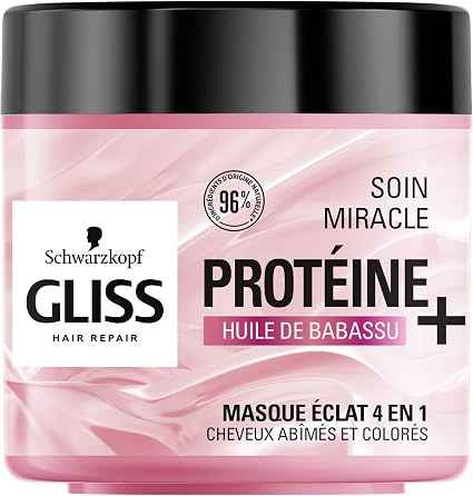 Schwarzkopf Gliss 4-in-1 Miracle Radiance Care Mask - Damaged and Coloured Hair - Hair Care - 96% Natural Ingredients - 400 ml Pot - Image 1