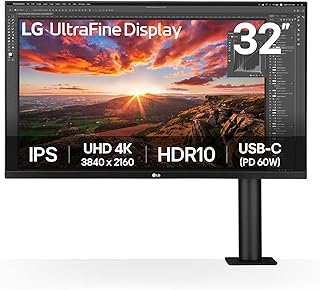 Ultrafine 32UN880K-B 32" 4K PC Monitor - IPS Panel UHD (3840 x 2160), 5ms 60Hz, HDR 10, DCI-P3 95% (CIE1976), Tilt, Left/Right Orientation, Height Adjustable, Portrait Mode - Image 1